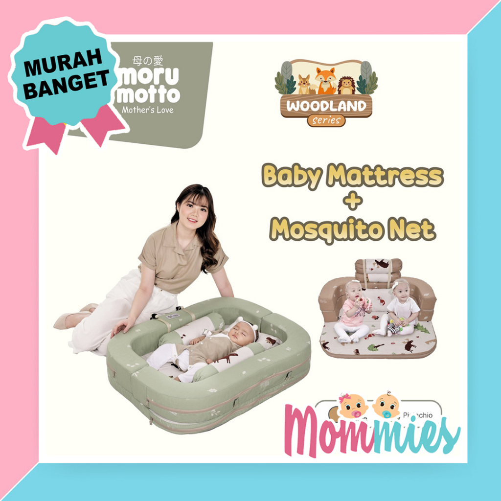MORU MOTTO BABY MATTRESS + MOSQUITO NET WOODLAND SERIES MMK9014 KASUR SOFA +KELAMBU BABY