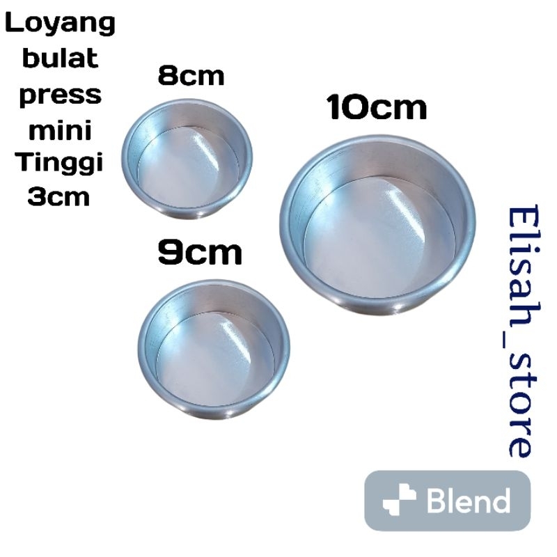 Loyang kue bulat mini press ukuran 8,9,10cm tinggi 3cm