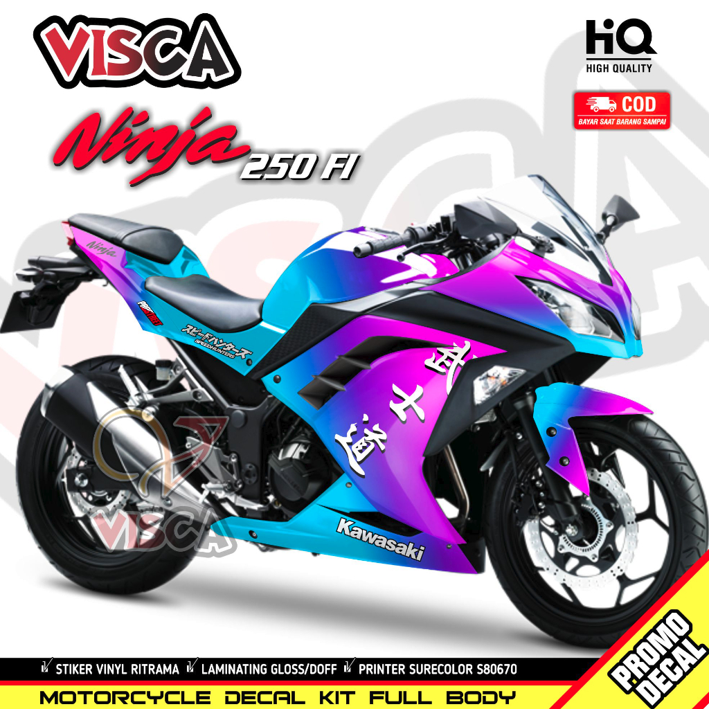 Decal Ninja 250 Fi Full Body Stiker Ninja 250 Fi Full Body Striping Ninja 250 Fi Full Body BUNGLON