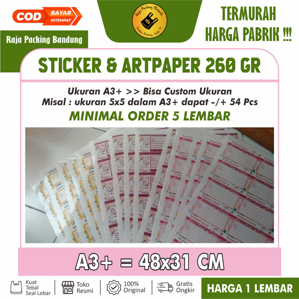 

Cetak sticker chromo A3+ custom ukuran | label alamat | stiker pngiriman | sticker olshop | stiker