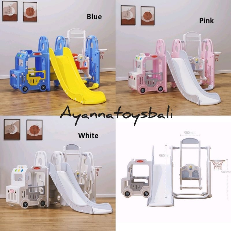 Mainan perosotan anak model bus tayo car slide 4IN1 JM30268