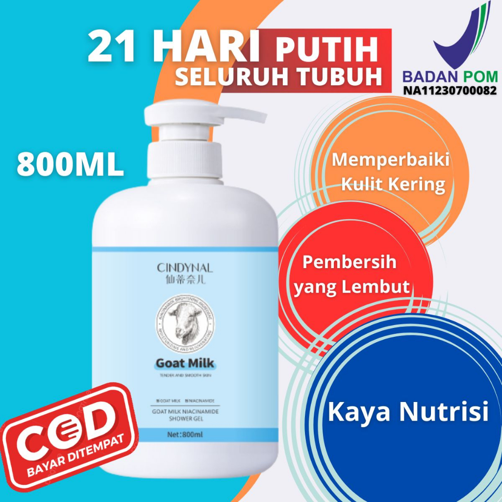 BPOM ASLI Cindynal Goat Milk Sower Gel Whitening Soap Sabun Mandi Cair Pemutih Kulit Seluruh Badan V