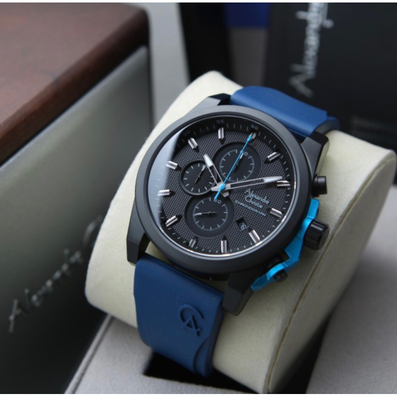 alexandre christie pria ac 6659 blue rubber. garansi resmi internasional
