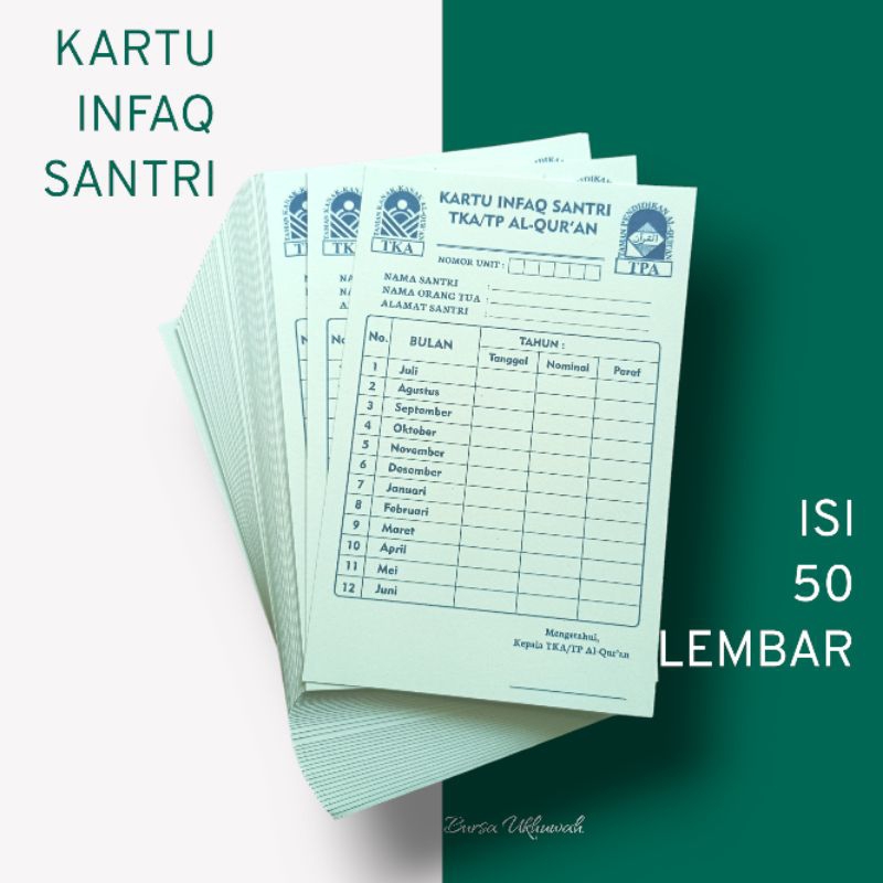 

KARTU INFAQ SANTRI ISI 50 LEMBAR
