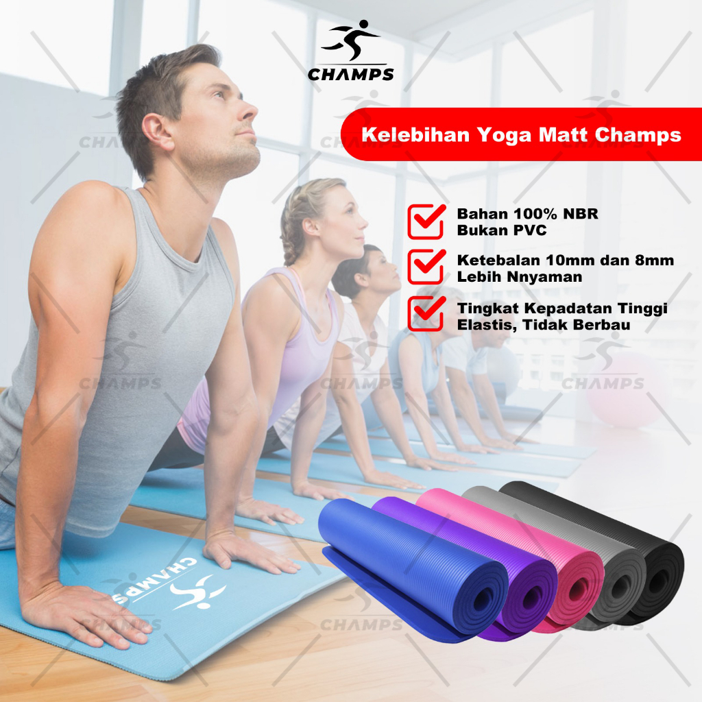 CHAMPS Matras Yoga MatKarpet MatTikar PROMO FREETAS Tebal 8mm-CH-YM 08