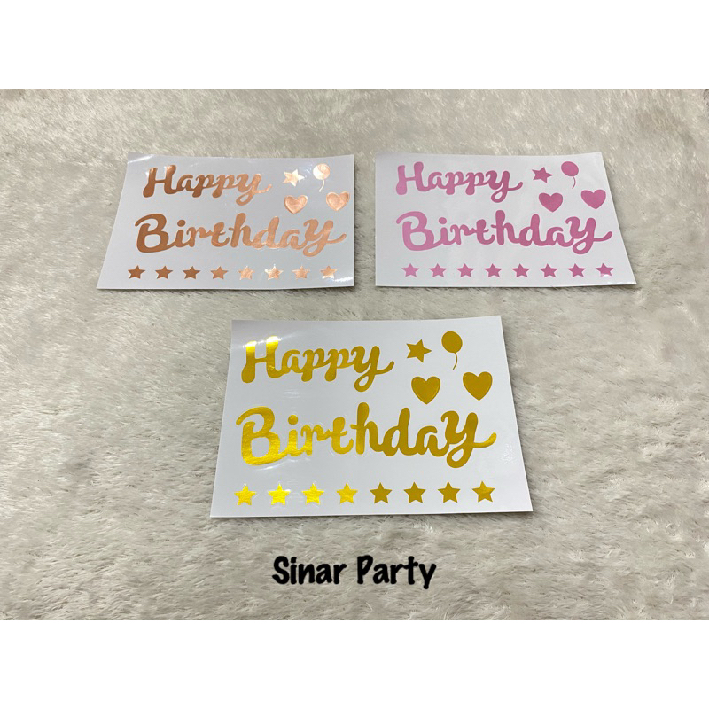 Sticker Balon Pvc/Bening Tulisan Happy Birthday