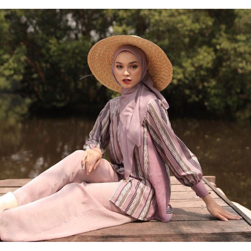 Zaskia sungkar zalika blouse dusty purple Ori jastip