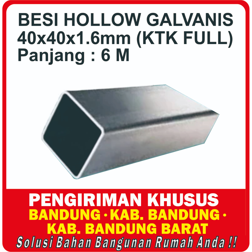 Hollow Galvanis 40 x 40 (KTK FULL) Besi Hollow Galvanis 40 x 40 x 6 (FULL)