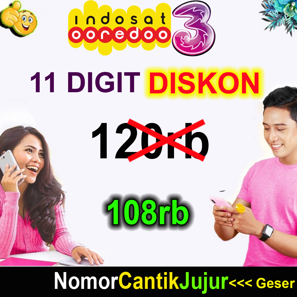 NOMOR CANTIK THREE 11 DIGIT NOMER TRI 11 ANGKA KARTU PERDANA 3 PRABAYAR MURAH