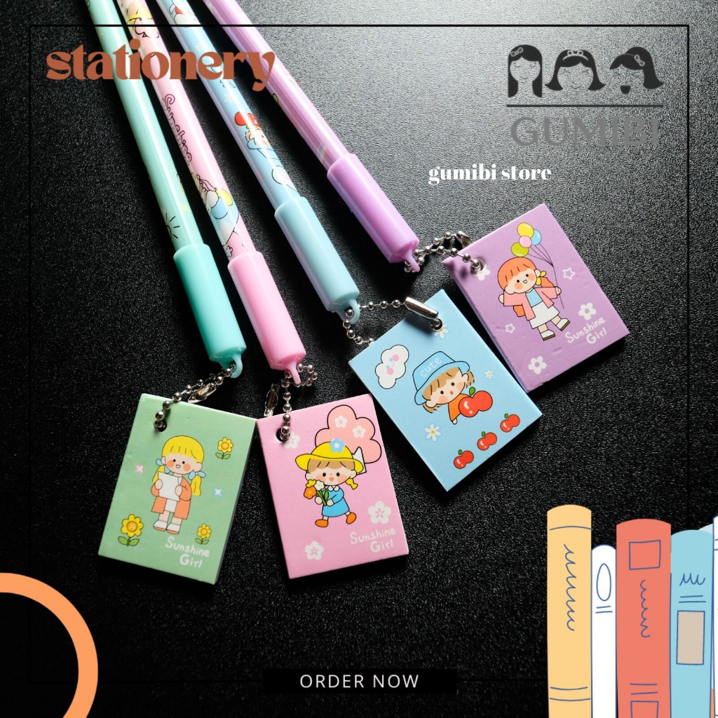 

(12PCS) PULPEN GANTUNGAN BUKU MOMO PEN GANTUNG NOTEBOOK MINI CUTE GIRL TERMURAH