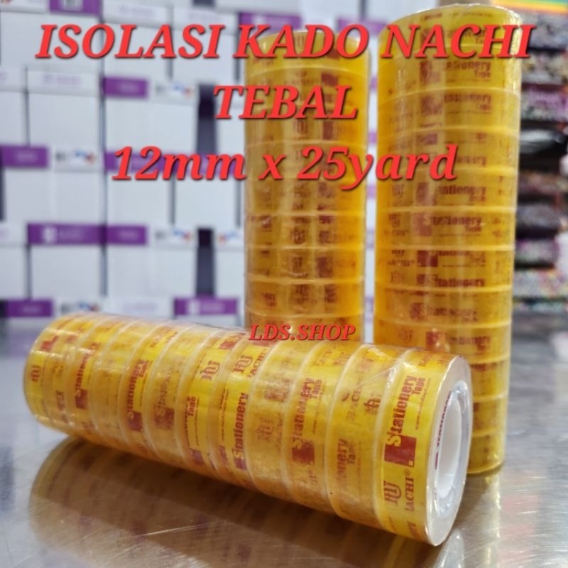 

ISOLASI KADO NACHI 12mm x 25y / SOLATIP TEBAL 1/2 x 25 Yard (1 LSN = 12pcs)