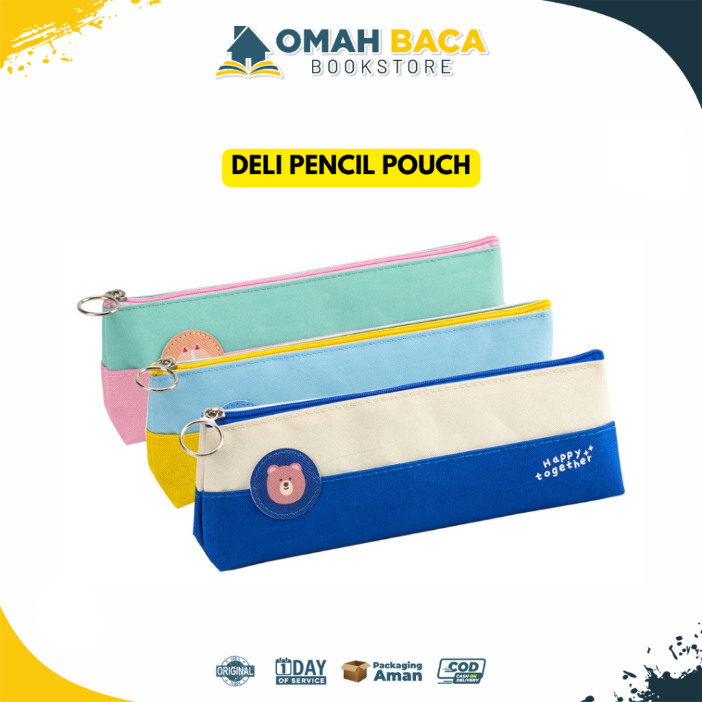 

Deli Pencil Pouch / Tempat Pensil Kain 20 CM Gambar Kartun Kucing Anjing Beruang 2 Lapis EH908