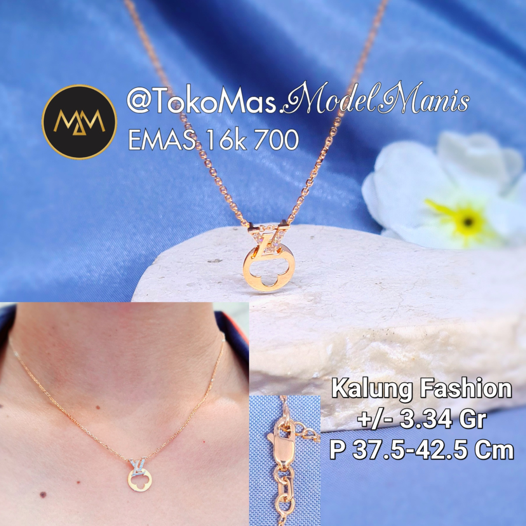 Kalung Ring Clover Emas Kuning 700 kadar 16k