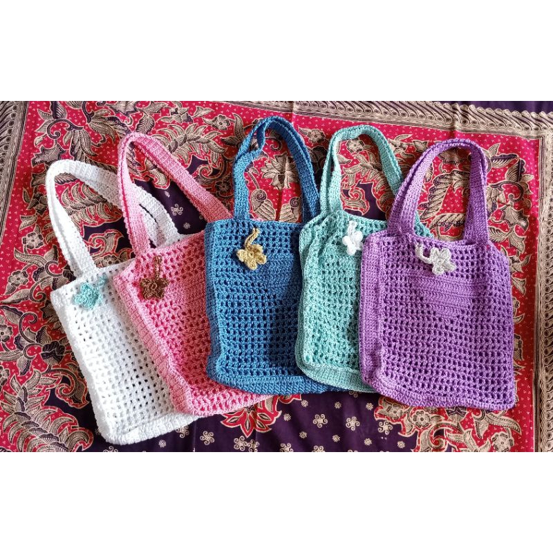 tas Korea rajut// Tote bag rajut handmade// Tote bag prada handmade