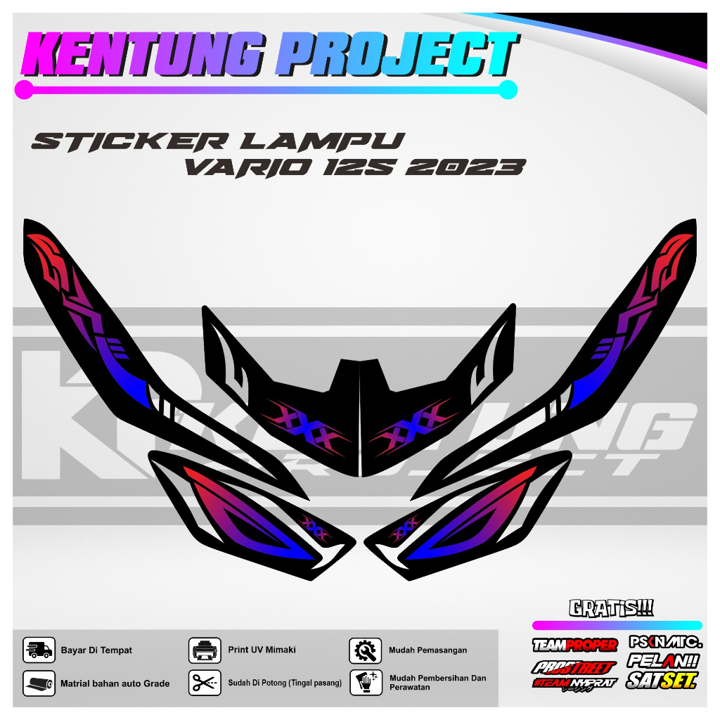 STICKER VARIASI LAMPU VARIO 125 UV TRANSPARAN- STIKER LAMPU VARIO 125 SUDAH DEPAN BELAKANG VIRAL TER