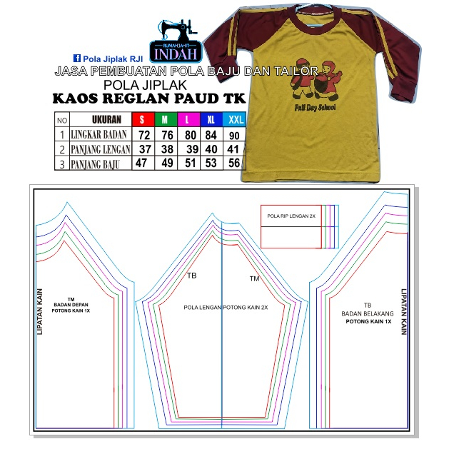 POLA KAOS OLAHRAGA REGLAN PAUD-TK POLA SERAGAM OLAHRAGA TK-PAUD
