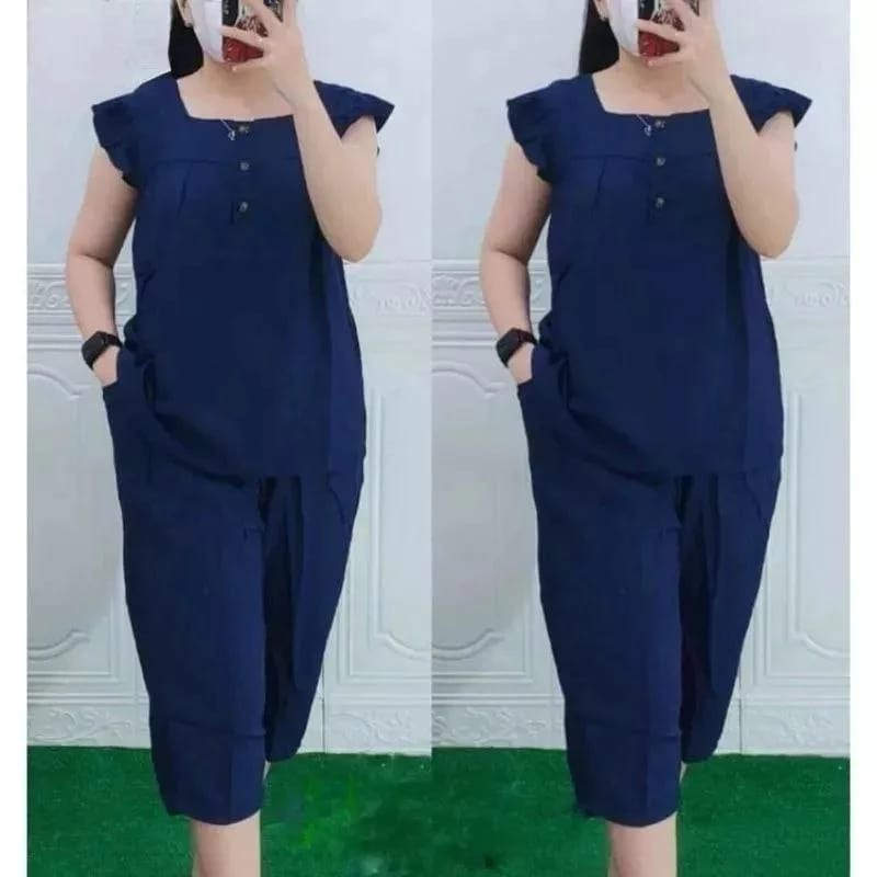 Setelan Katun Mikro Polos 7/8 Busui Friendly One Set Rayon Hp Kancing 3 polos