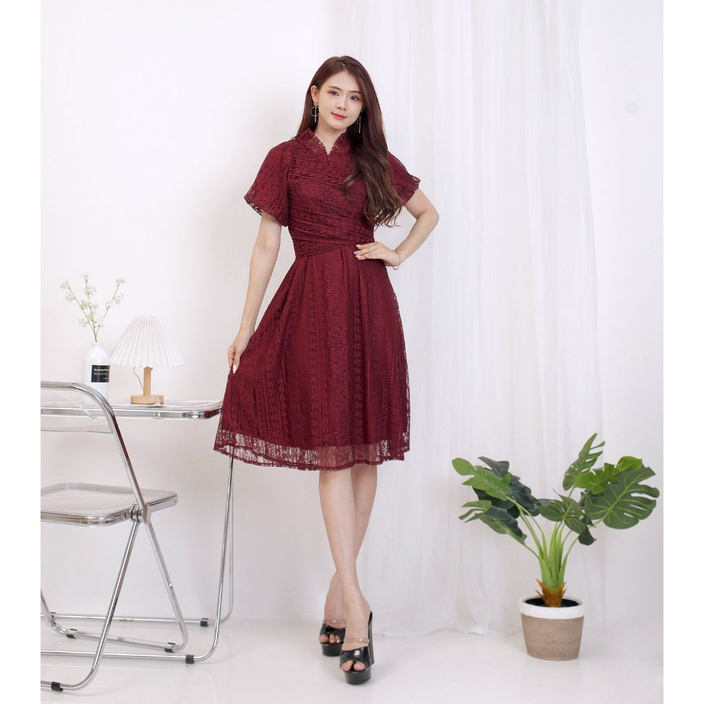 kathryn collection, 5412 #Dress Busui Friendly / Dress Natal / Dress Pesta / Dress Kondangan / Dress Kekinian / Dress Wanita Terbaru 2023 / 2 Ukuran Size LD 100 dan LD 110