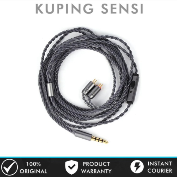 Unik TRIPOWIN GRACE with MIC Silver Plated Upgrade Cable Kabel Earphone IEM - QDC Berkualitas