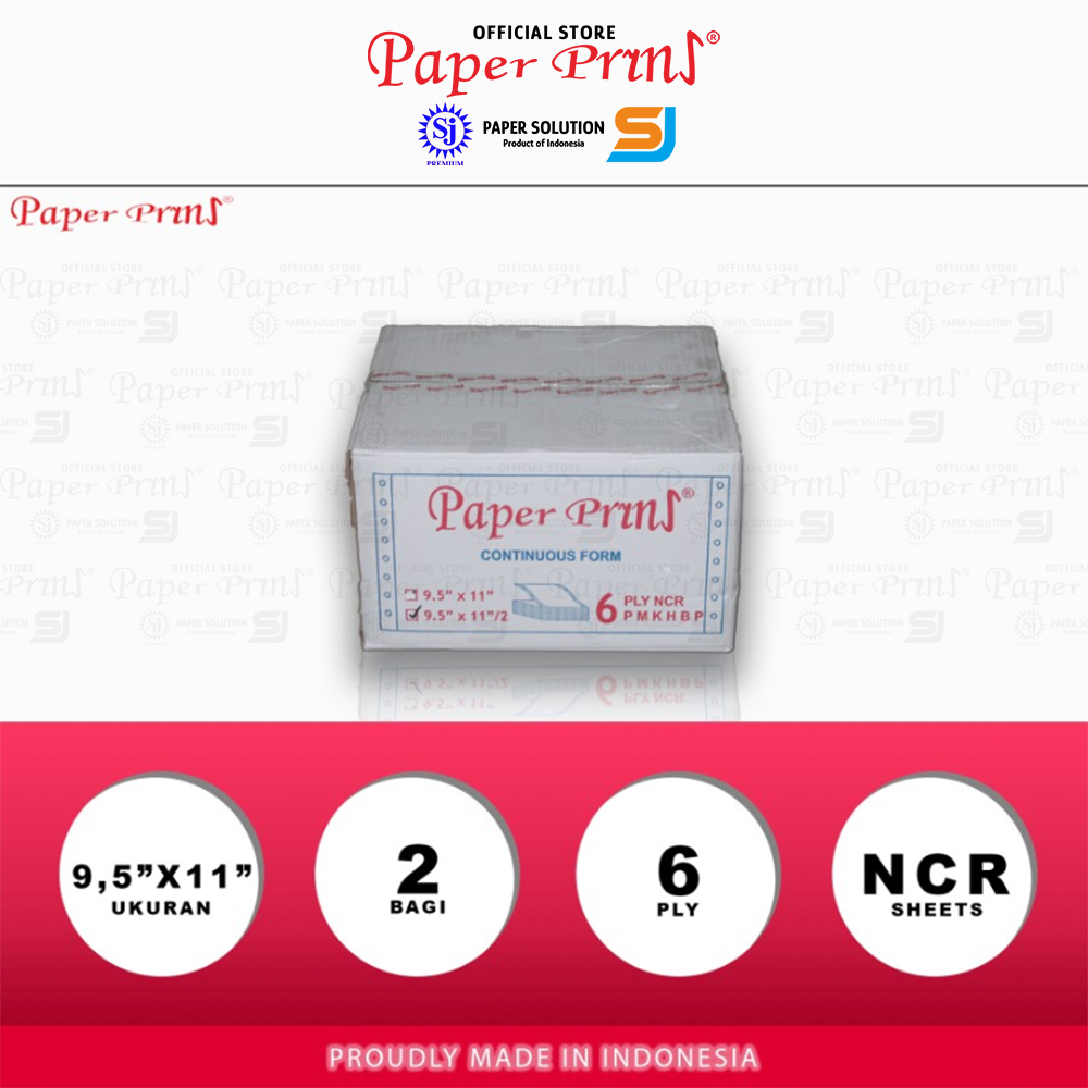 

Paperpryns Kertas Continuous Form 6PLY NCR PRS 9,5" x 11"/2 (Bagi 2)