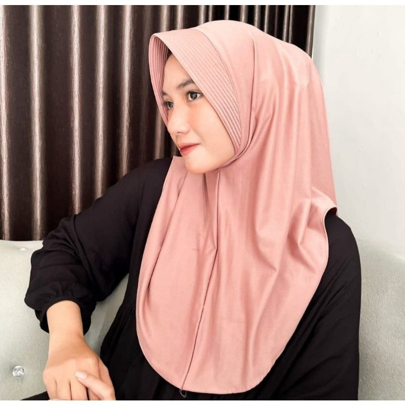 Hijab Bergo sport nutup dada // Hijab sport volly jumbo jersey premium-milky