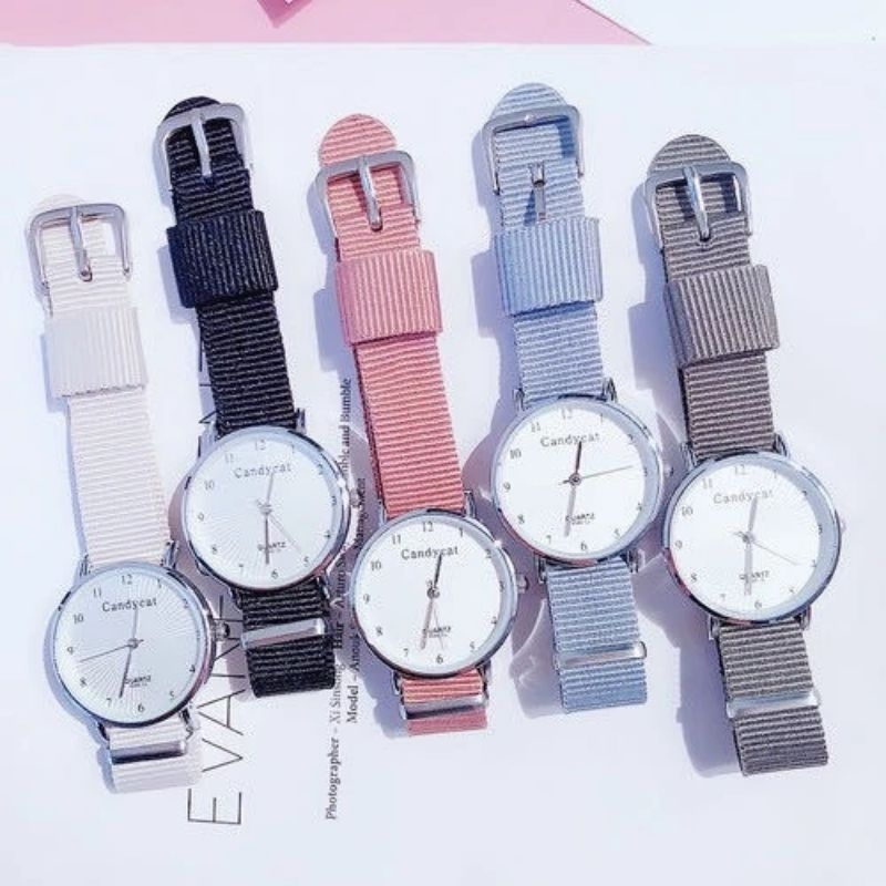 Jam Tangan Wanita Analog Kanvas CandyCat Casual