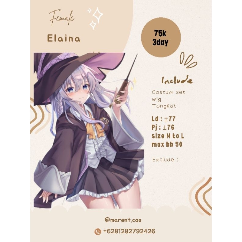 rental costum cosplay elaina majo ta bitabi