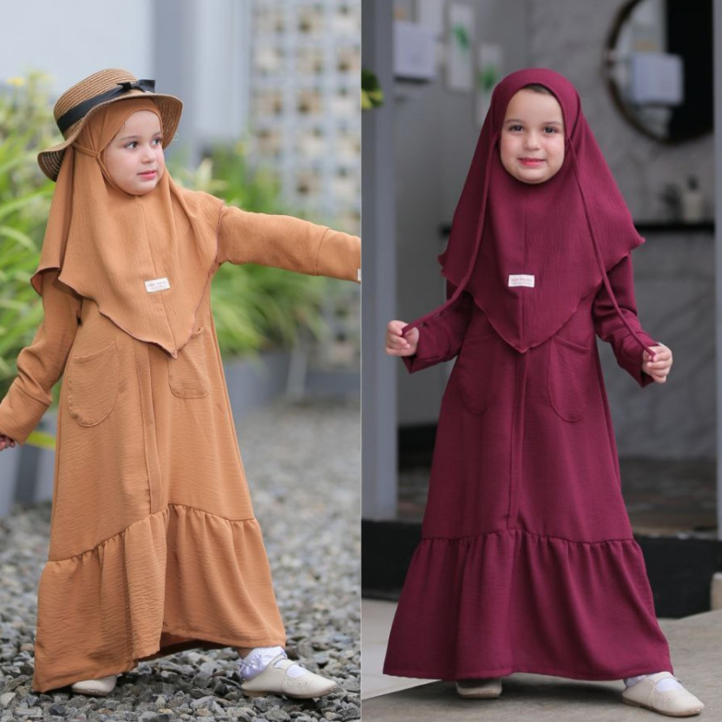 Gamis Anak Perempuan Luna series By Baby Malika | Setelan Gamis Polos Anak Terbaru Berkualitas