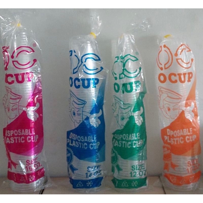 Gelas Plastik (50) Merek OCUP Bening 12 oz 14 oz 16 oz Datar Cup Anak kecil 12oz 14oz 16oz Tebal