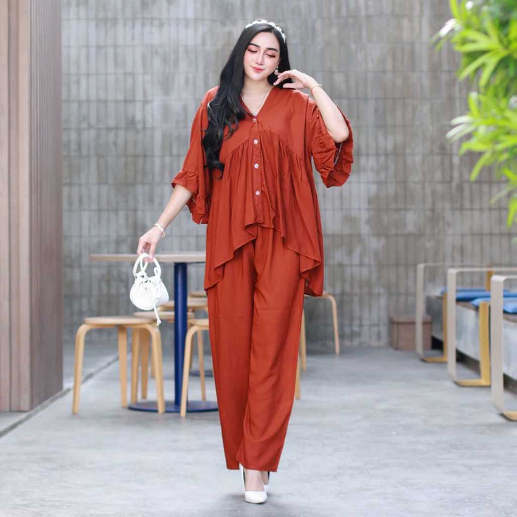 ONE SET JUWITA / BAJU SETELAN WANITA KEKINIAN / ONE SET RAYON TEBAL / BAJU SETELAN WANITA MODERN