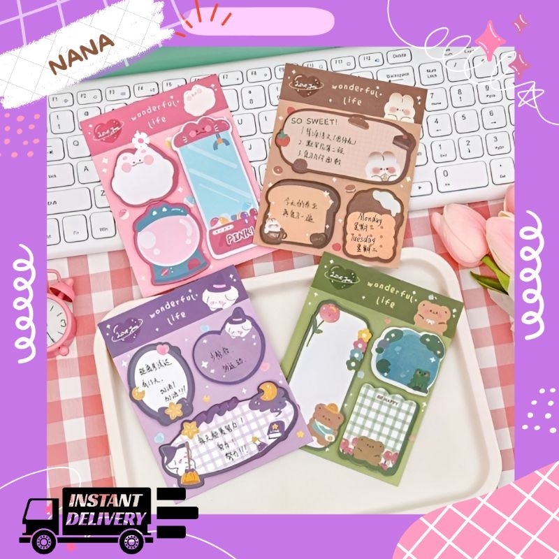 

STICKY NOTES LUCU KAWAII AESTHETIC BENTUK UNIK WARNA WARNI MM-32