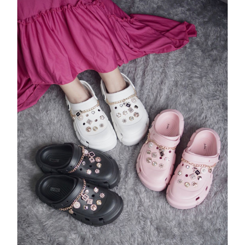Sandal Wanita Jelly CROCS RANTAI PEARLS 602-5 Korean Import