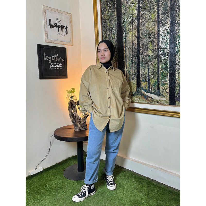 Blouse Wanita Oversized Danza Corduroy