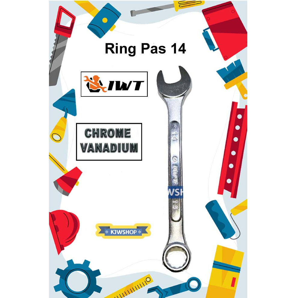 Kunci Ring Pas 14 IWT Combination Spanner Open Wrench Box 14 IWT Kunci Reng Pass 14 IWT Kunci Ring P