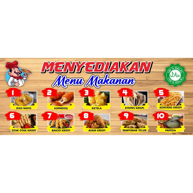 Cetak Spanduk menu makanan Custom