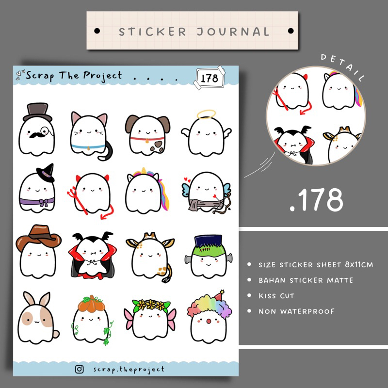 

STICKER PLANNER JOURNAL / CUTE HALLOWEEN CUSTOME STICKER / STP - 178