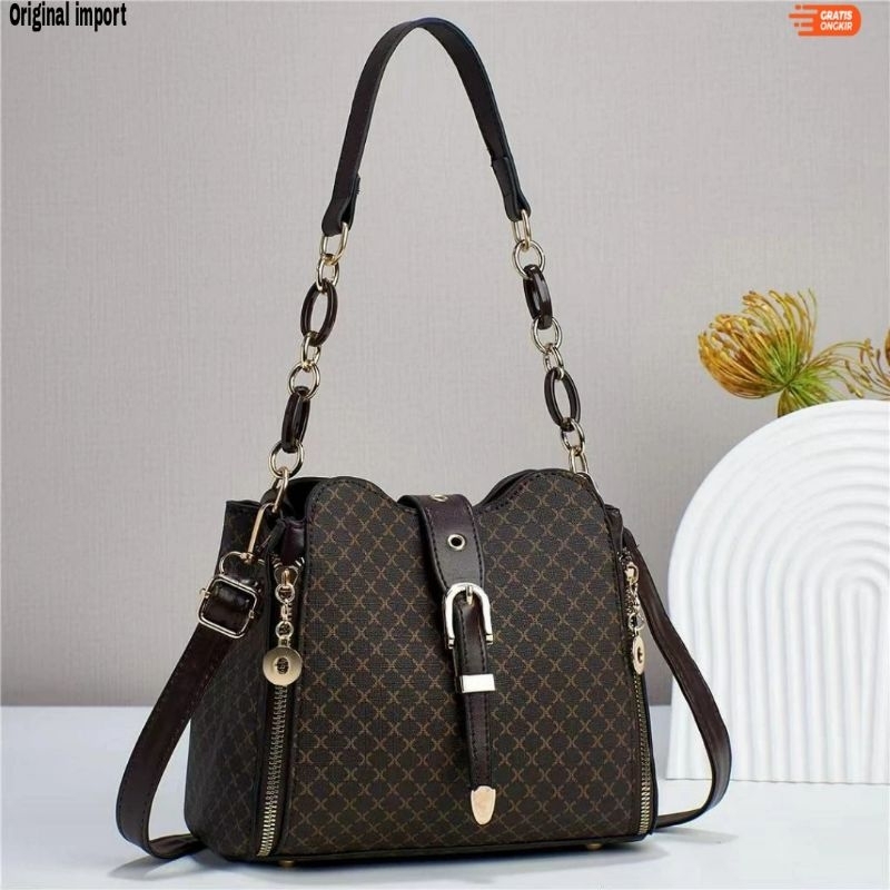 TCB - Tas selempang wanita import tas kerja tas mewah kulit coffee hitam selempang kekunian
