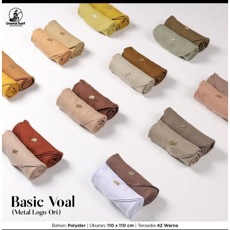 Jilbab umama Basic Voal Jahit Metal Logo Plat Gold Kerudung Voal Umama original 110x110cm