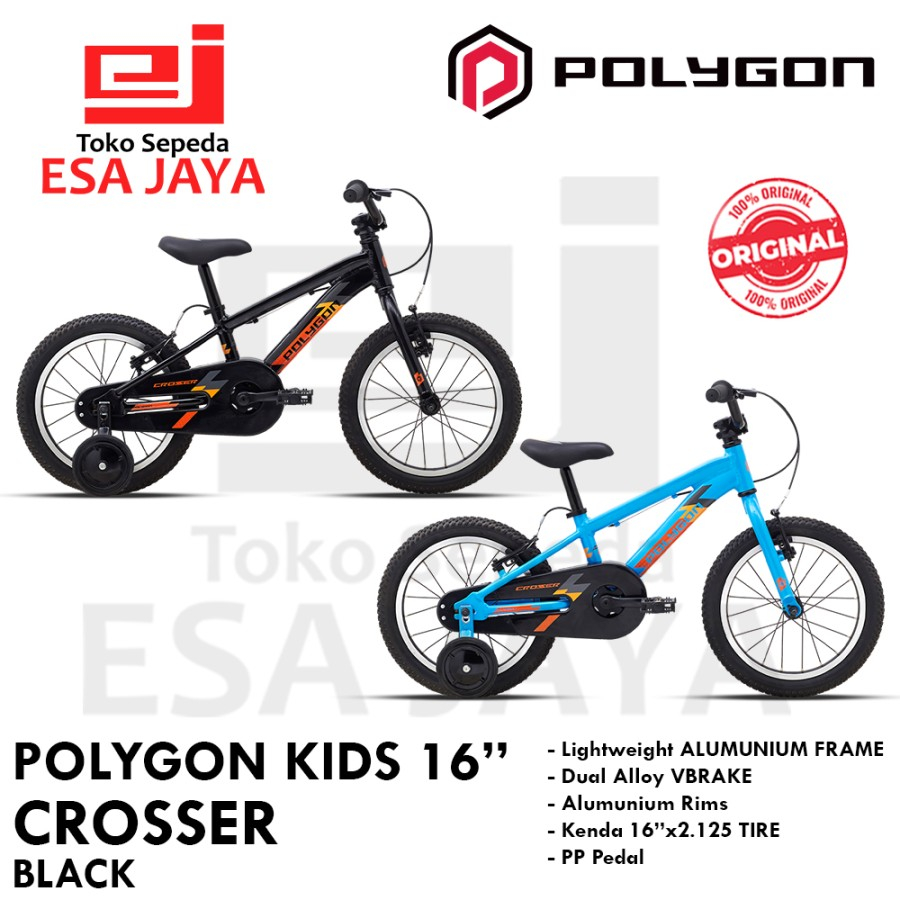 Polygon BMX Kids Crosser 16 Sepeda Anak Alumunium Black Blue