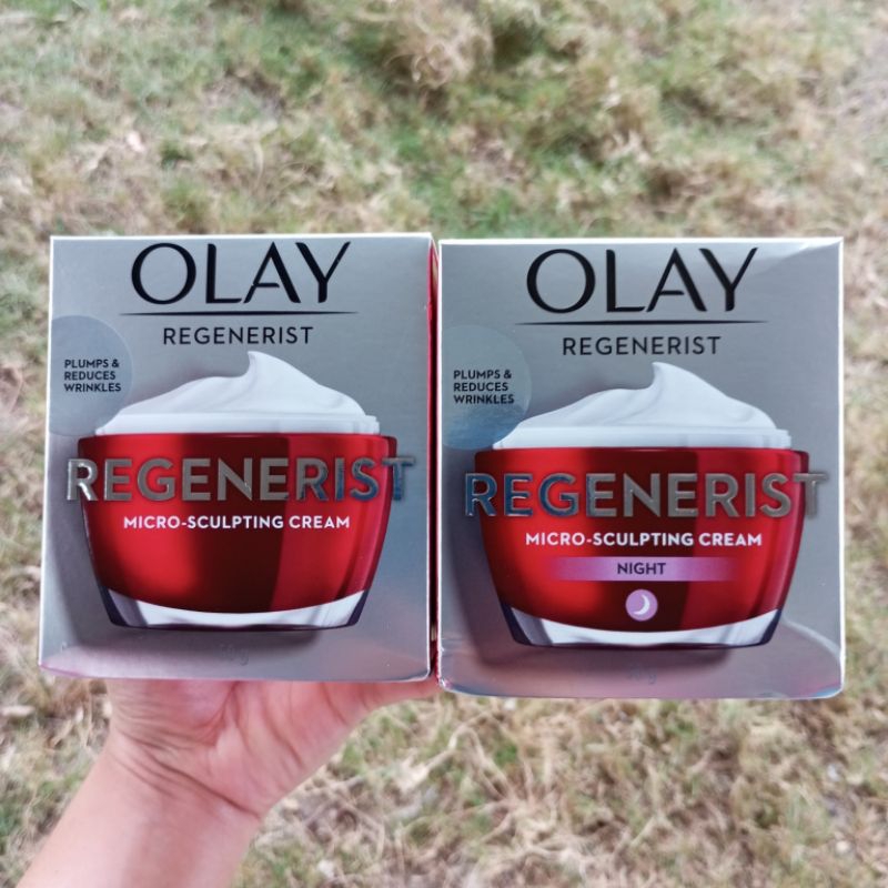 (Exp 08/2026) Paket Hemat OLAY Regenerist Micro Sculpting Day Cream dan  night cream 50G 50 G krim p