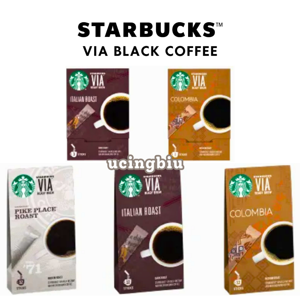 

STARBUCKS VIA Black Coffee (Colombia, Italian Roast, Pike Place) Ready Brew Sticks