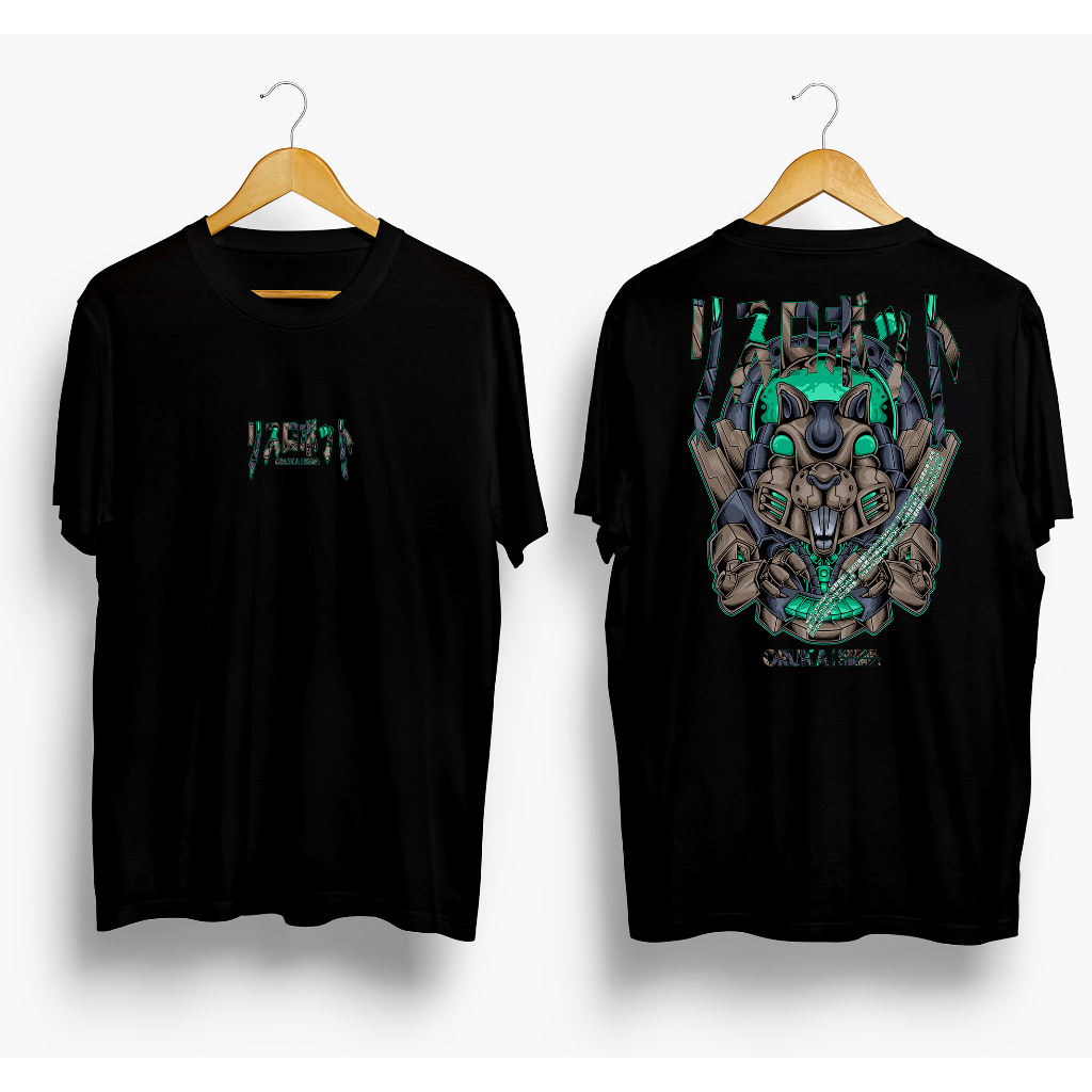 T-Shirt Distro Squirrel Cyberpunk Baju Sablon Big Size Jumbo Pria Wanita Kaos Anime Jepang Premium O