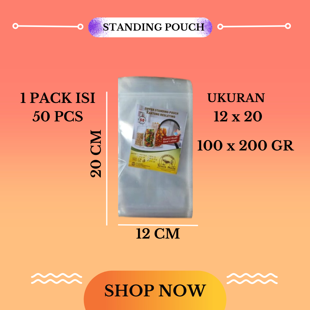 plastik standing pouch 12x20