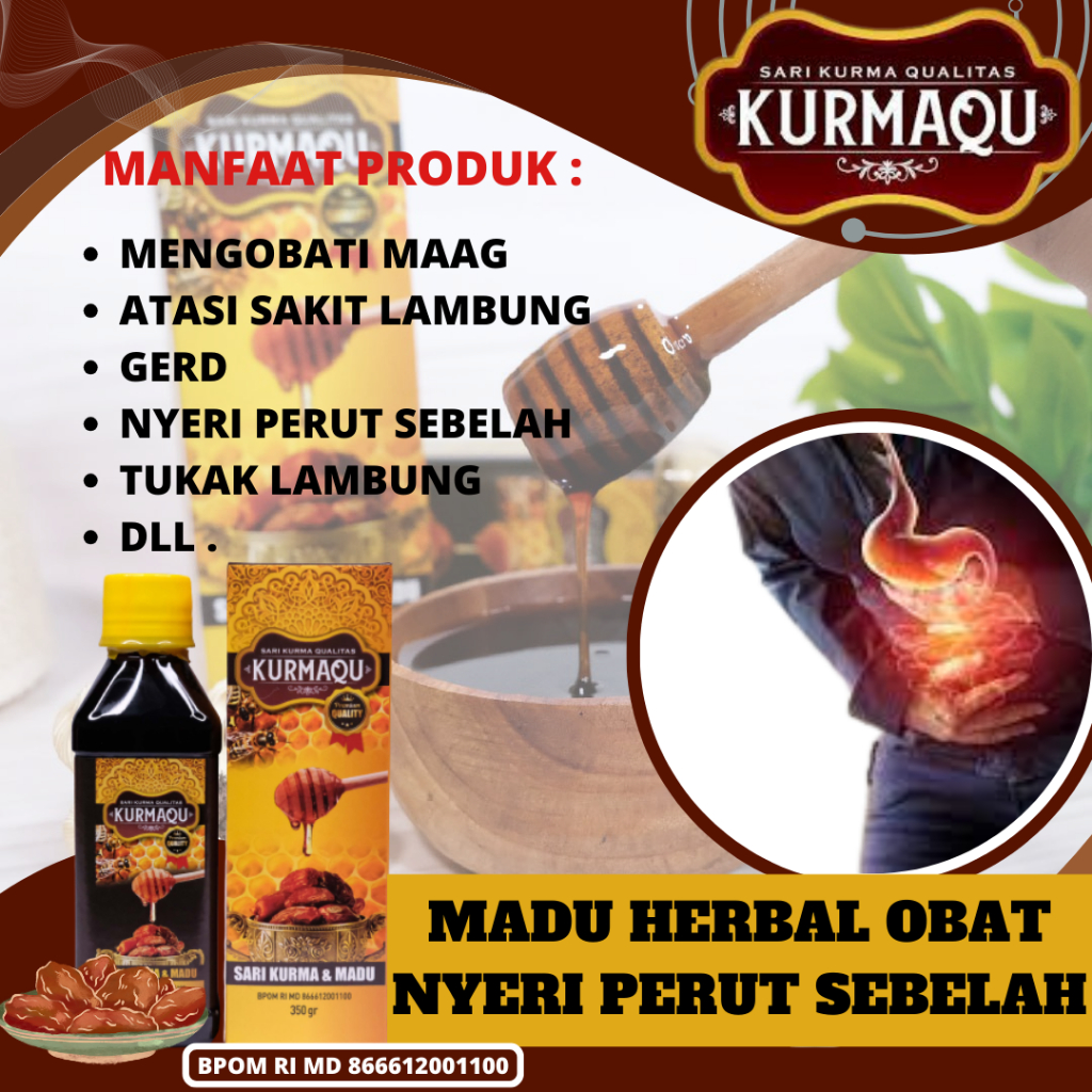 

KURMAQU - Madu Asli & Sari Kurma Herbal Alami Untuk Atasi Nyeri perut Sebelah.
