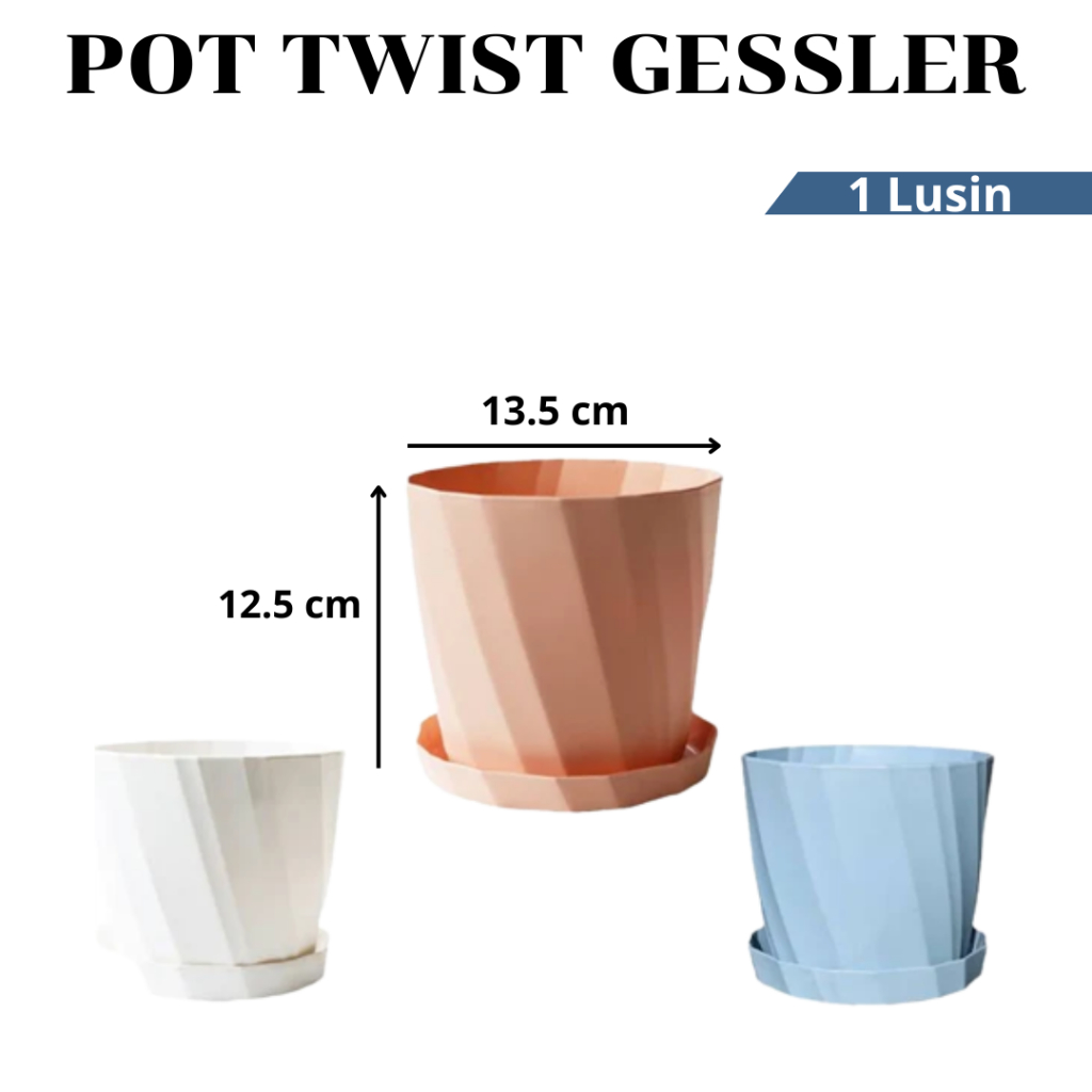 Pot Twist Gessler Pot Bunga Plastik Diameter 13cm per 1 lusin