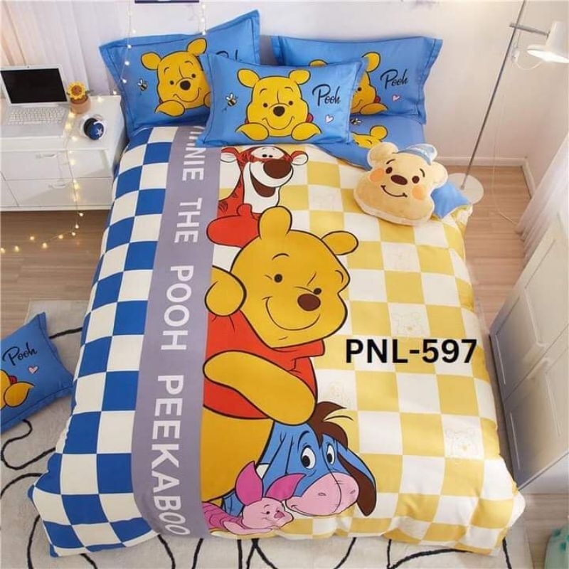 LIA SPREI ANAK PANEL KATUN JEPANG ASLI IMPORT MOTIF WINNIE THE POOH