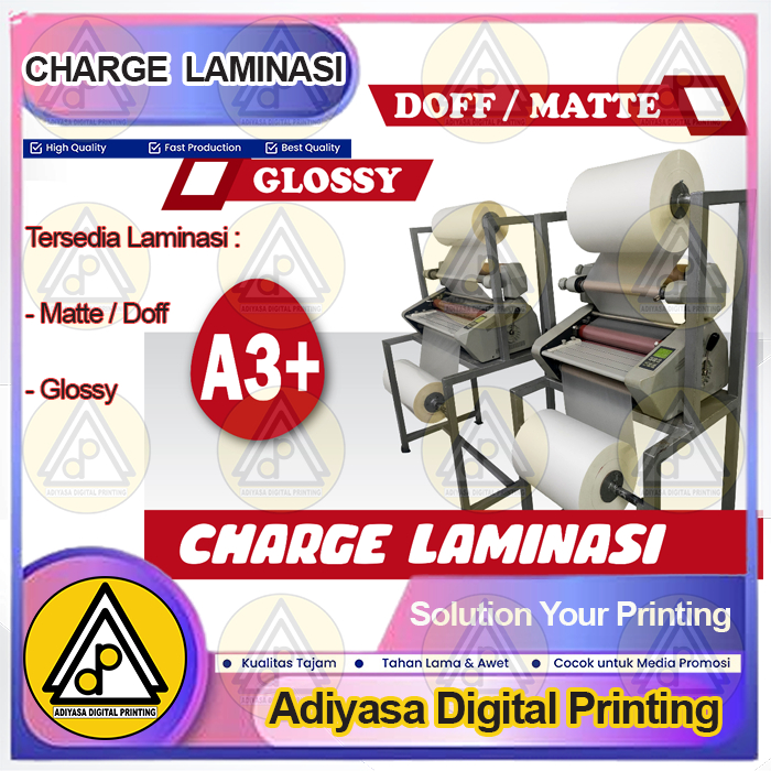

LAMINATING / LAMINASI SIZE A3+ / LAMINASI DOFF DAN GLOSSY A3+
