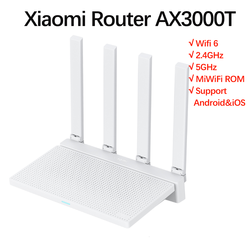 Xiaomi AX3000T Router jala 3000Mbs 256MB WiFi6 Dual WAN 2.4/5GHz jaringan sinyal Qualcomm