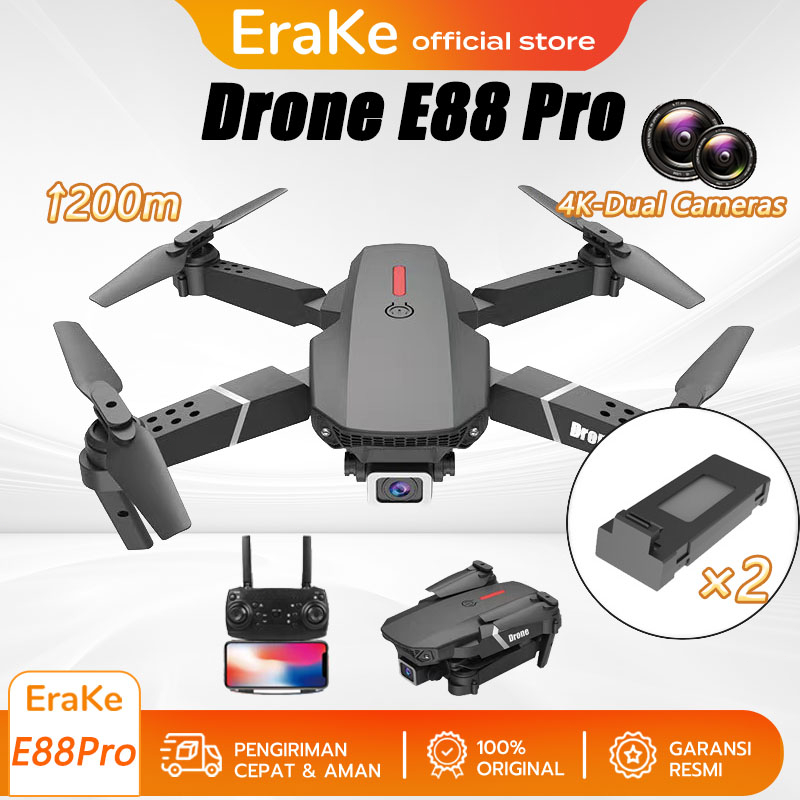 Drone E88 Pro 4k Dual Camera Drone Kamera Jarak Jauh Mini HD Camera 1800mAh Daya Tahan Baterai Yang Sangat Lama