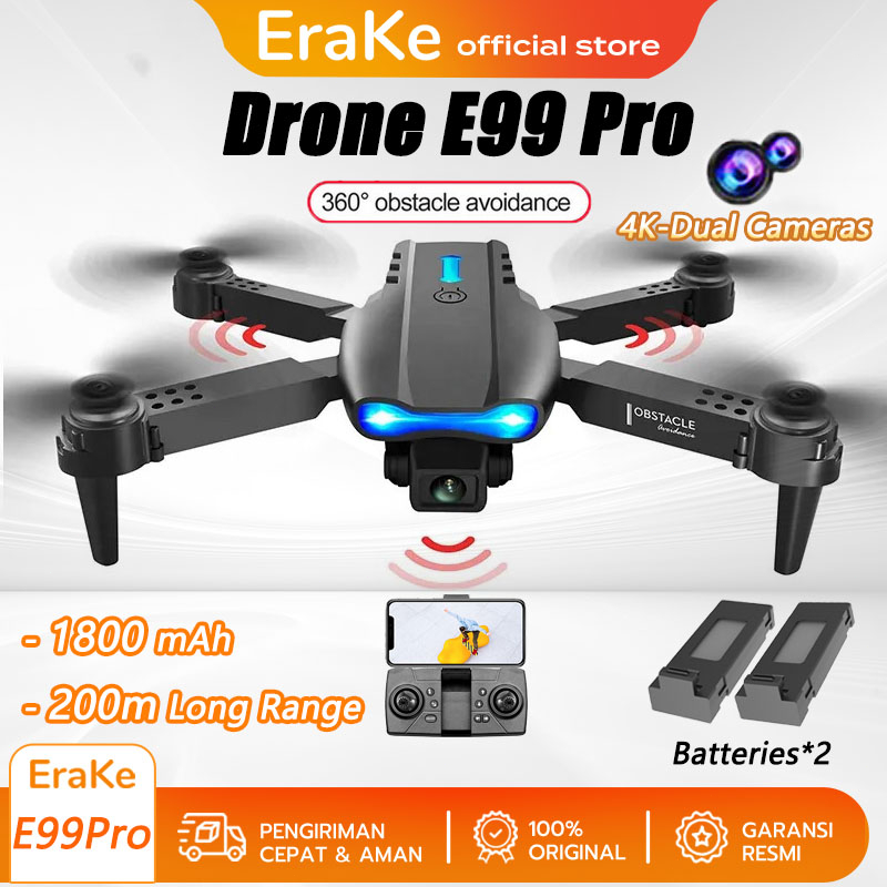 Drone E99 pro 4k Dual Camera Drone Kamera Jarak Jauh Drone GPS Brushless  Menghindari Rintangan Drone fpv